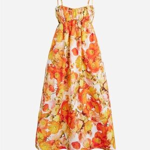 J. Crew Floral Midi Dress - Orange and Yellow